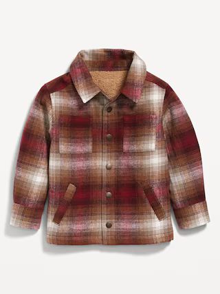 Unisex Sherpa-Lined Plaid Shacket for Toddler | Old Navy (US)