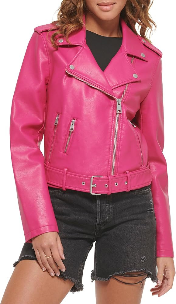 Levi's Women's Belted Faux Leather Moto Jacket Coat | Amazon (US)
