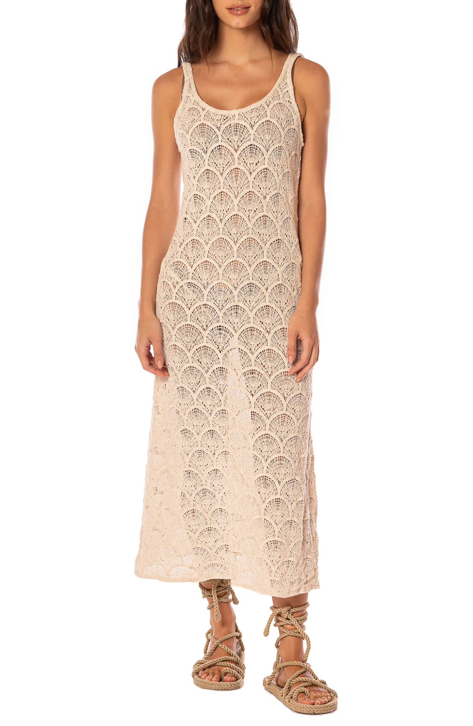 Maaji Wavy Shell Quartz Crochet Cover-Up Dress | Nordstrom | Nordstrom