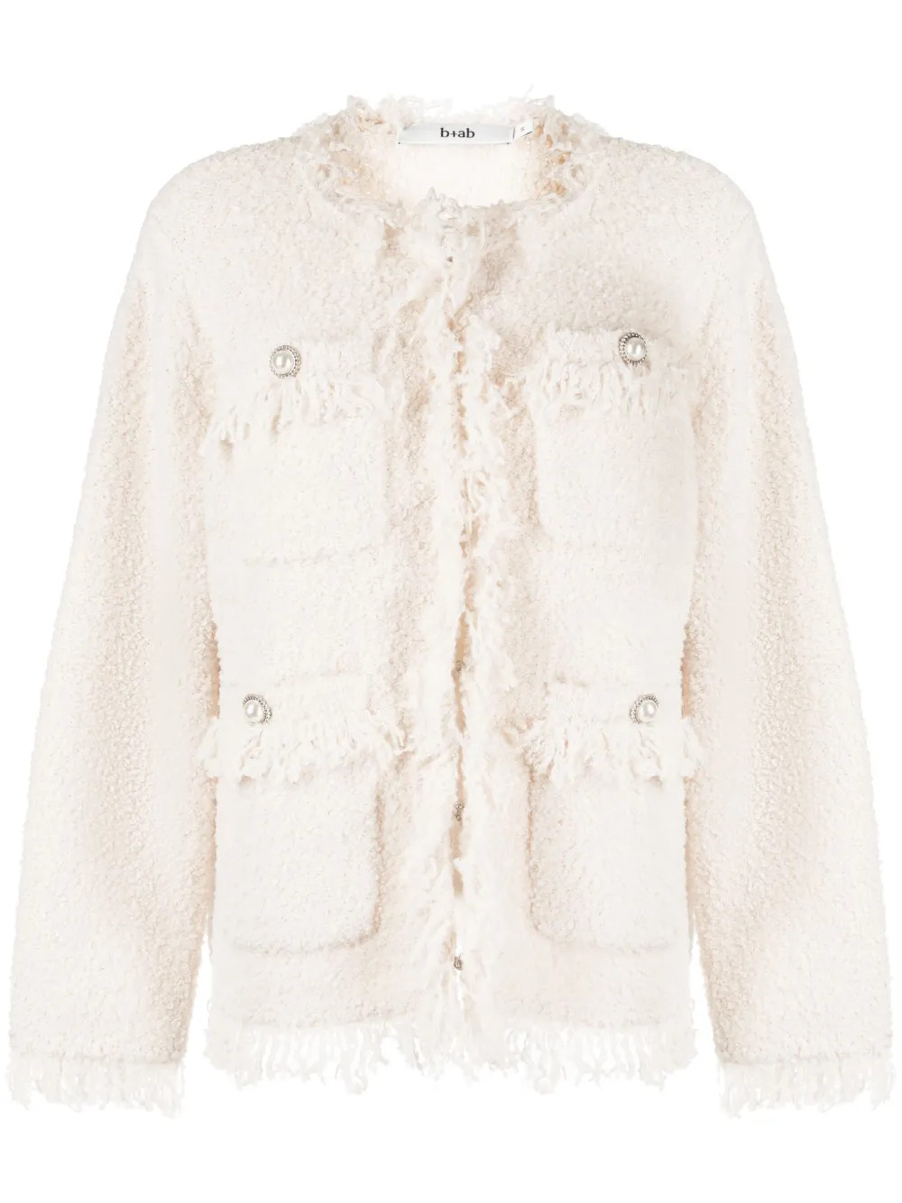 b+ab frayed-trim Tweed Cardigan | Pink | FARFETCH UK | Farfetch Global