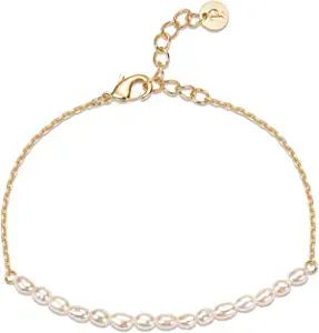 Amazon.com: 21C-B02 Freshwater Pearl Bracelet (Yellow Gold Plated): Clothing, Shoes & Jewelry | Amazon (US)