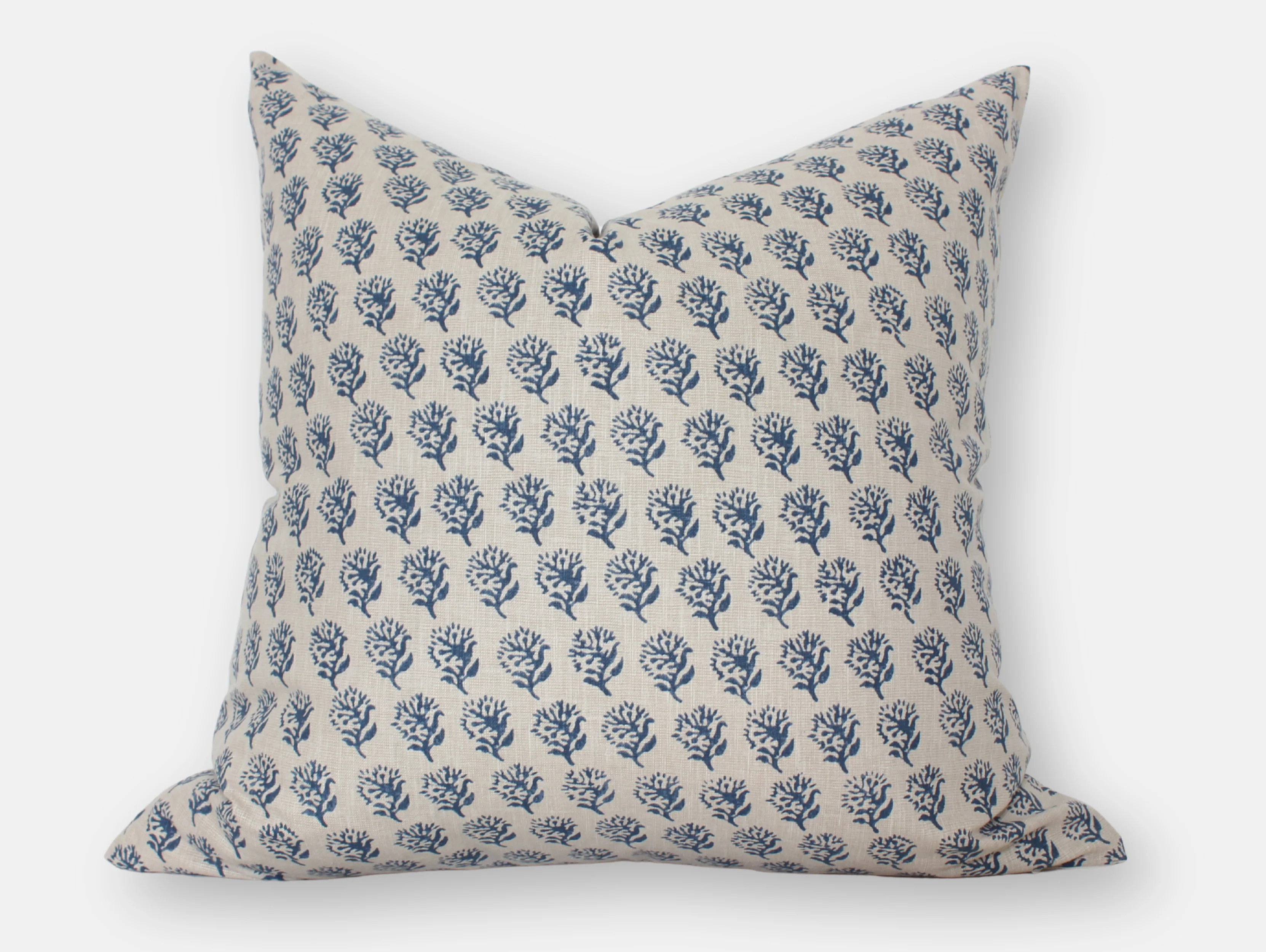 18x18 Indigo Blue Floral Pillow Cover | Linen & Clove