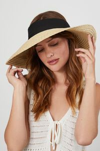 Ribbon-Trim Straw Sun Visor | Forever 21 (US)