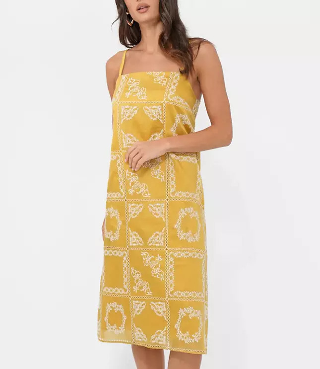 Greylin Cali Embroidered Slip Dress | LOFT