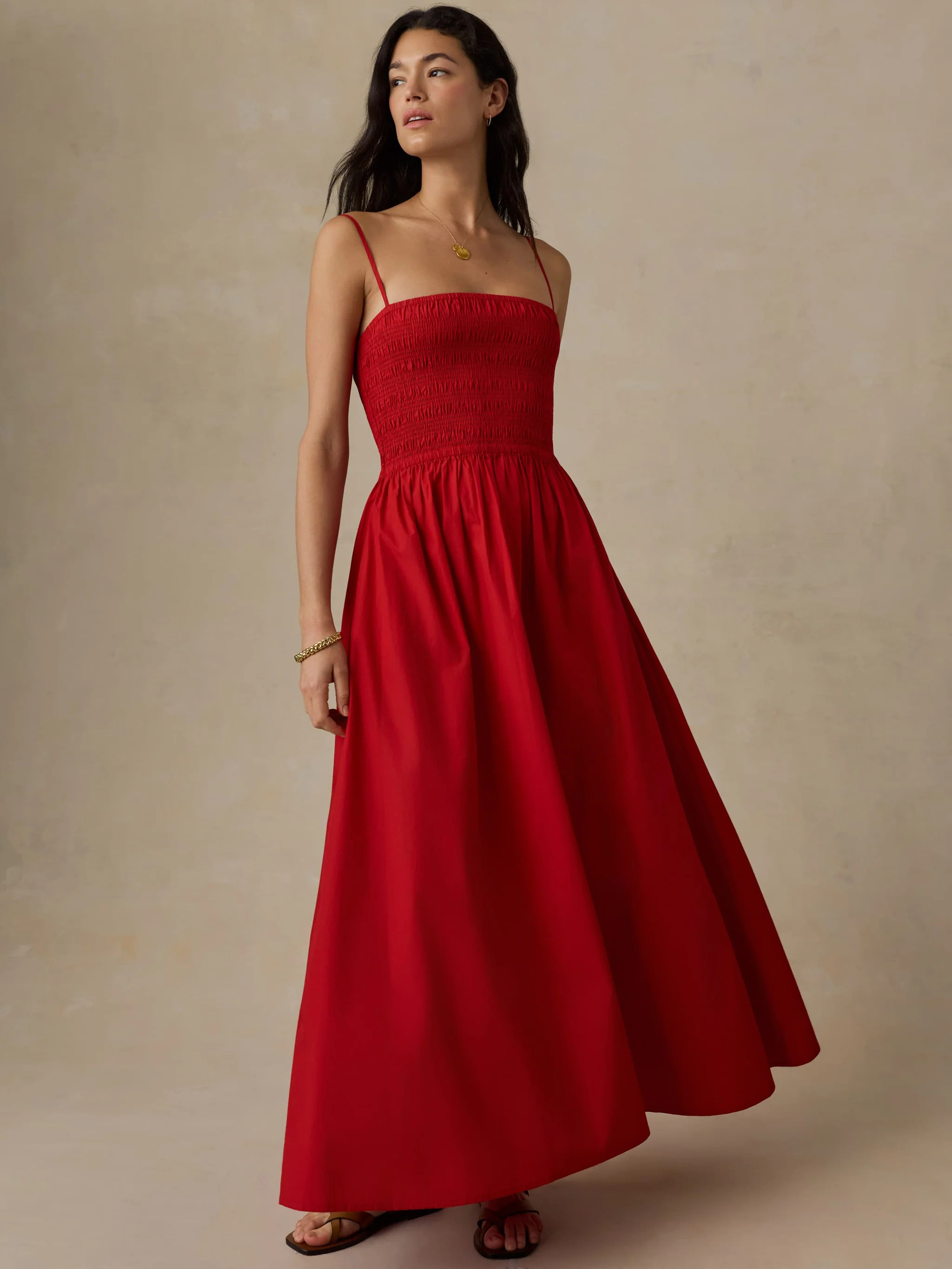 Coastal Poplin Lucia Dress - Tango Red | Faherty