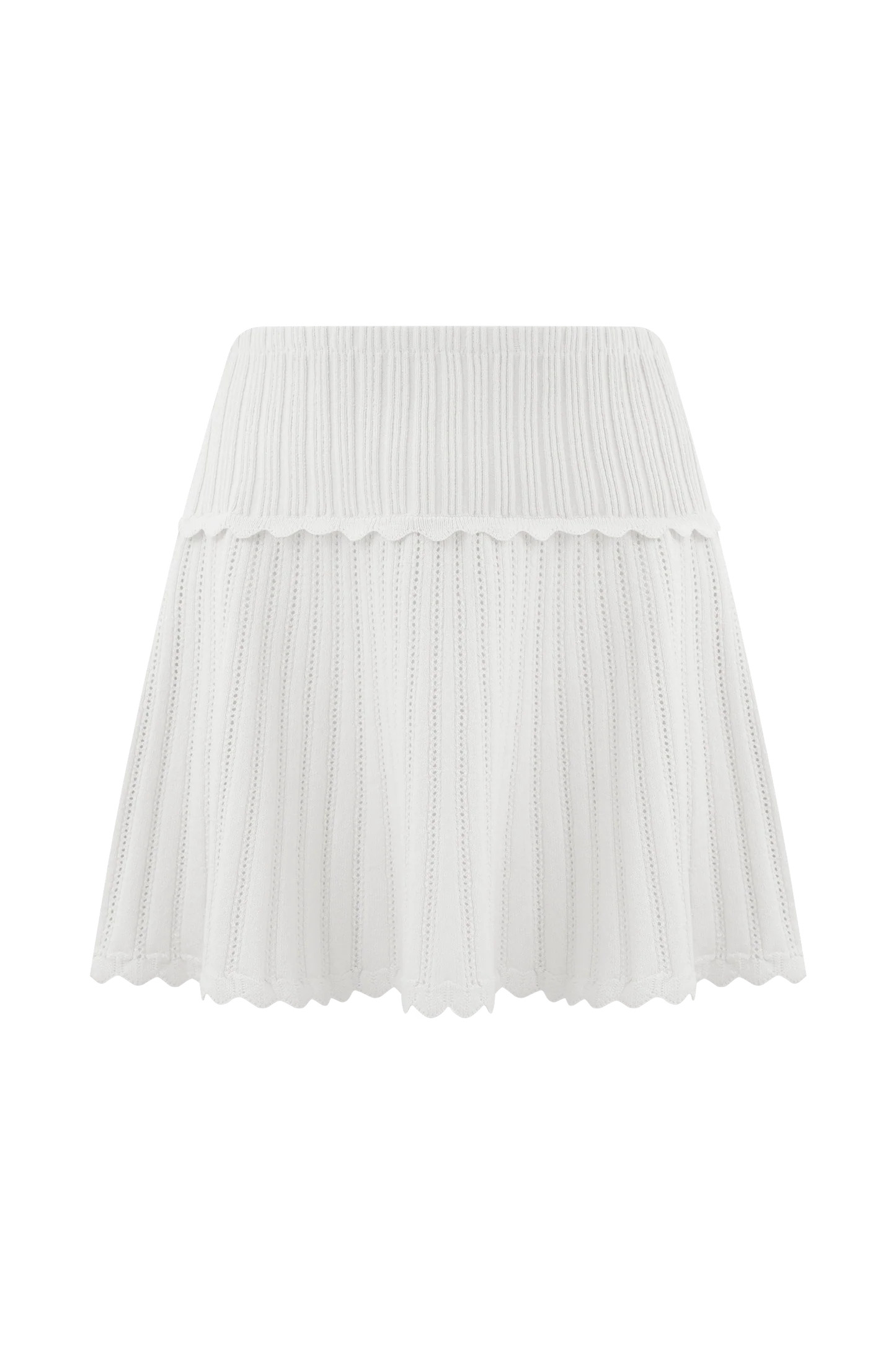 Indy Pointelle Knit Mini Skirt - Ivory | Meshki UK