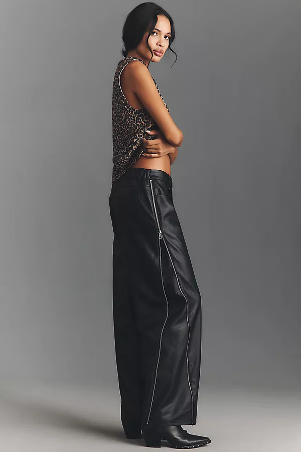 Baggy Leather Zipper Pant | Anthropologie (US)