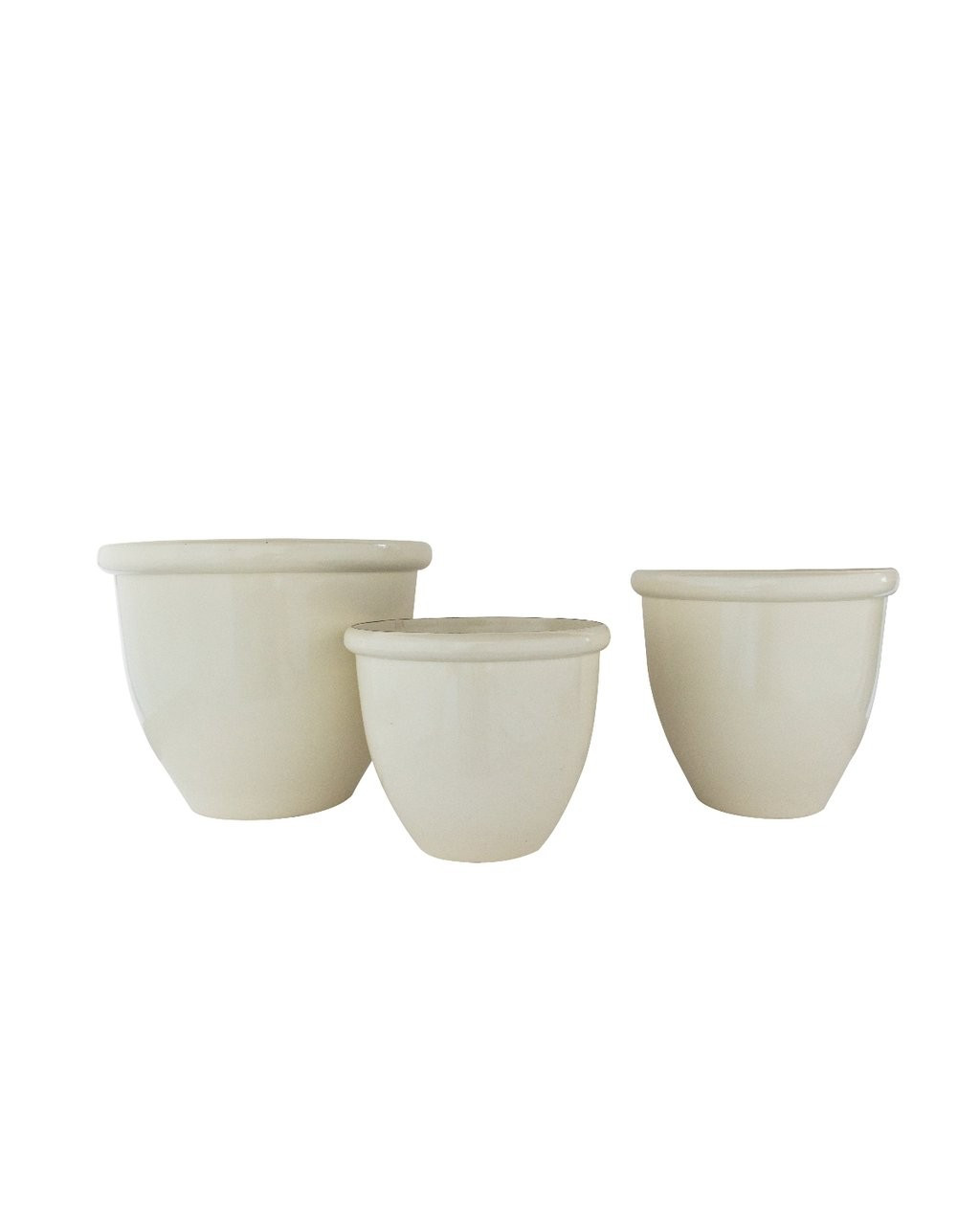 Glossy Cream Garden Pots (Set of 3) | McGee & Co.
