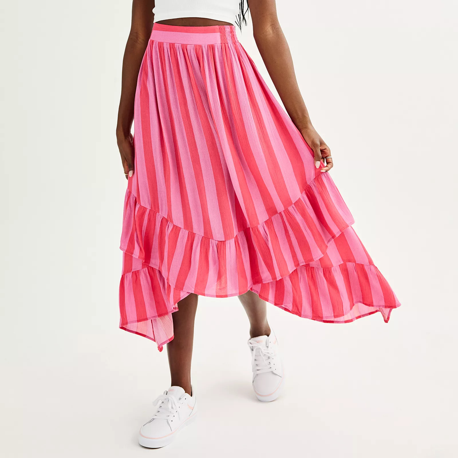 Juniors' SO® Smocked Hi-Low Midi Skirt | Kohl's