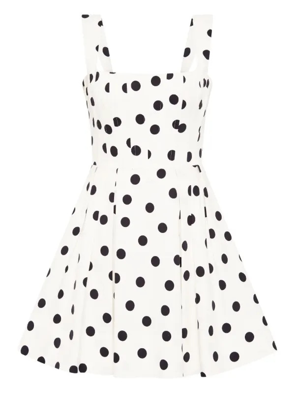 Rebecca Vallance Square Neck Polka Dot Maisie Mini Dress | White | FARFETCH UK | Farfetch Global