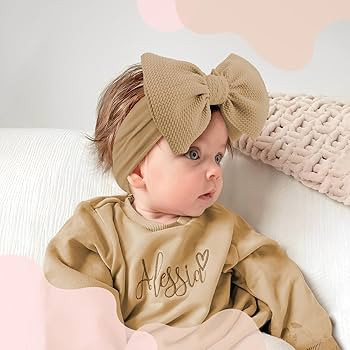 YanJie Baby Girl Headbands Nylon Hair Bows Newborn Handmade Hairbands with Bows Head Wraps for Ne... | Amazon (US)