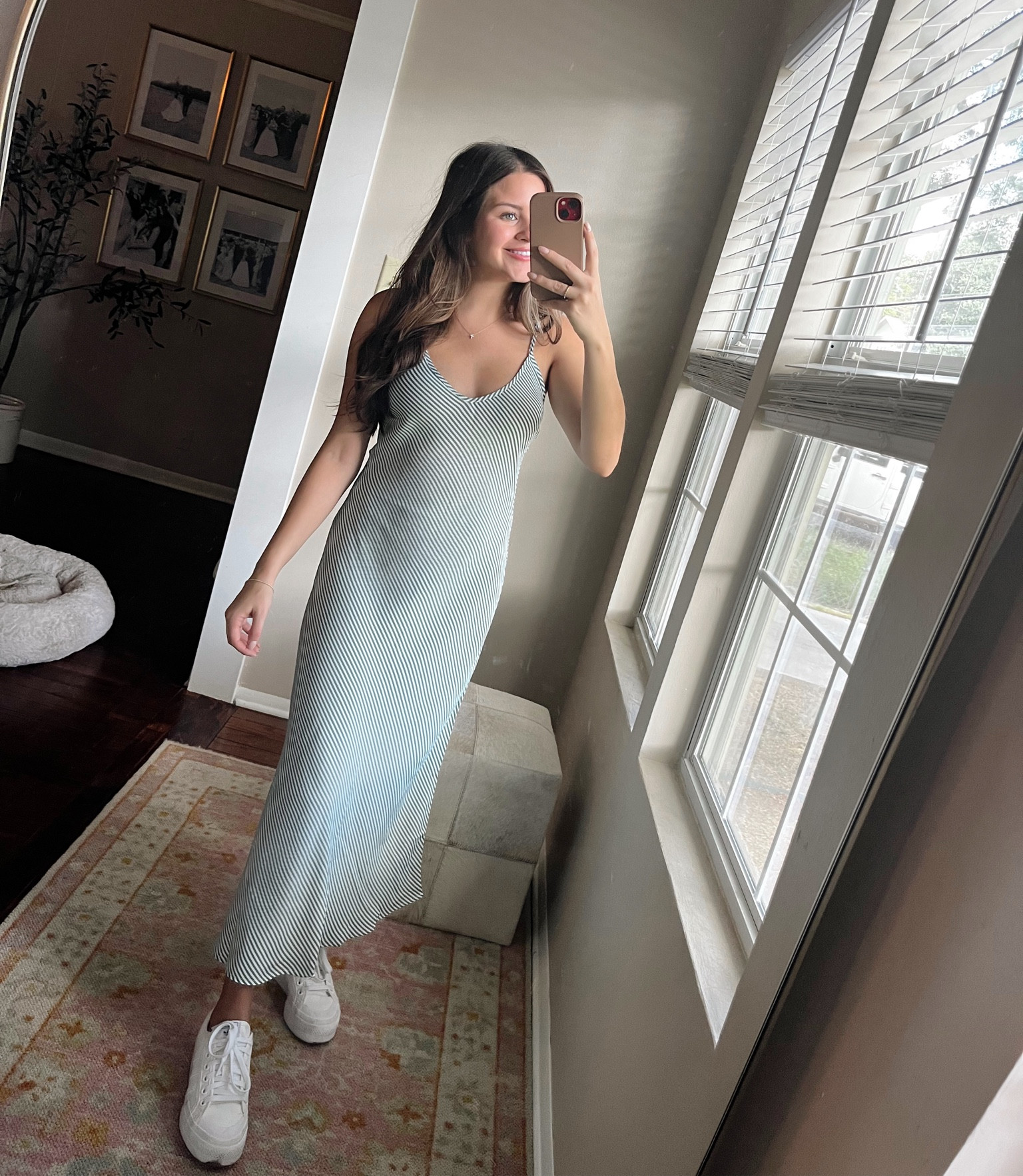 Light summer slip dress 

Rollas, Slip dress, Tennis Shoes, White Sneakers, Adidas, Basil, Green Stripes, Midi dress, Summer Dress, Diagonal Stripes, Tennis Bracelet, Revolve Me 

#LTKstyletip