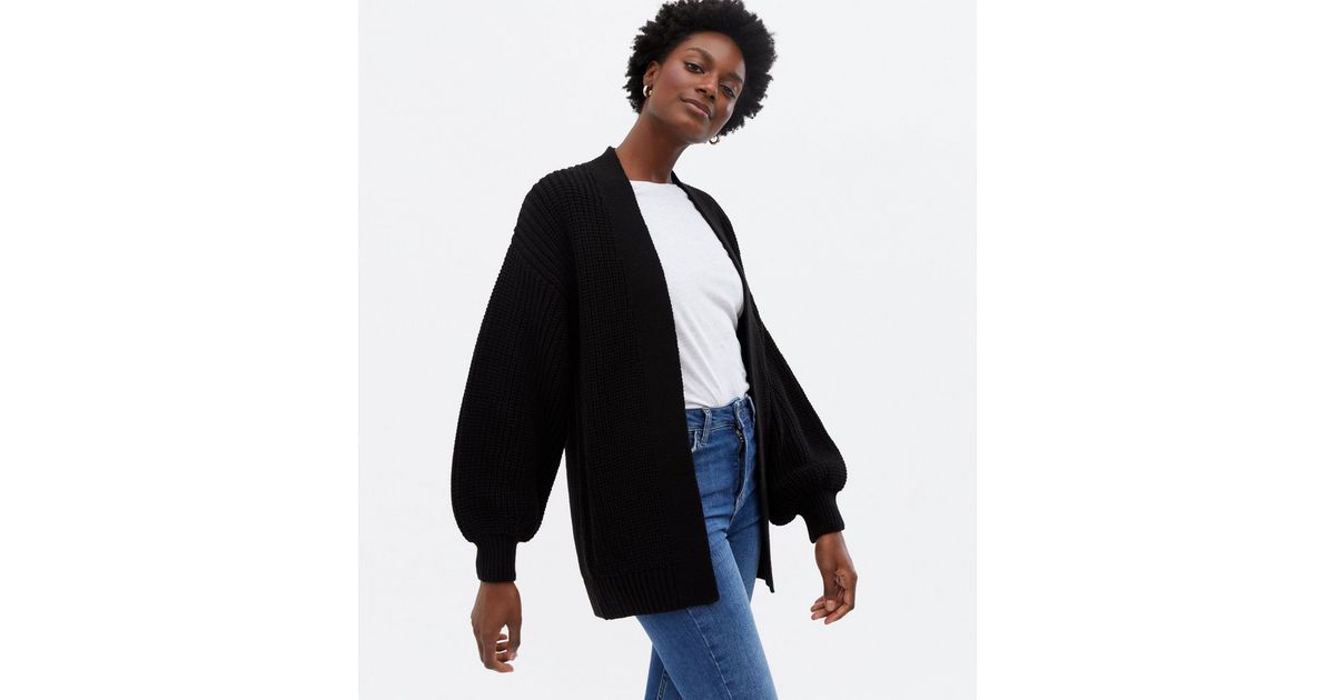 Black Knit Puff Sleeve Cardigan
						
						Add to Saved Items
						Remove from Saved Items | New Look (UK)