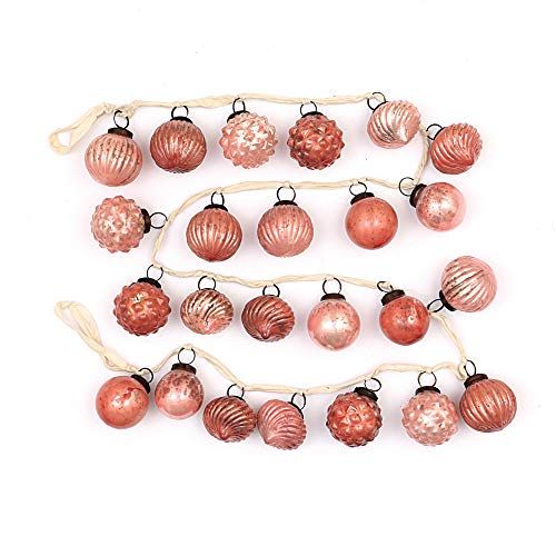 Creative Co-Op 72" Embossed Mercury Glass Ornament Garland, Pink | Amazon (US)