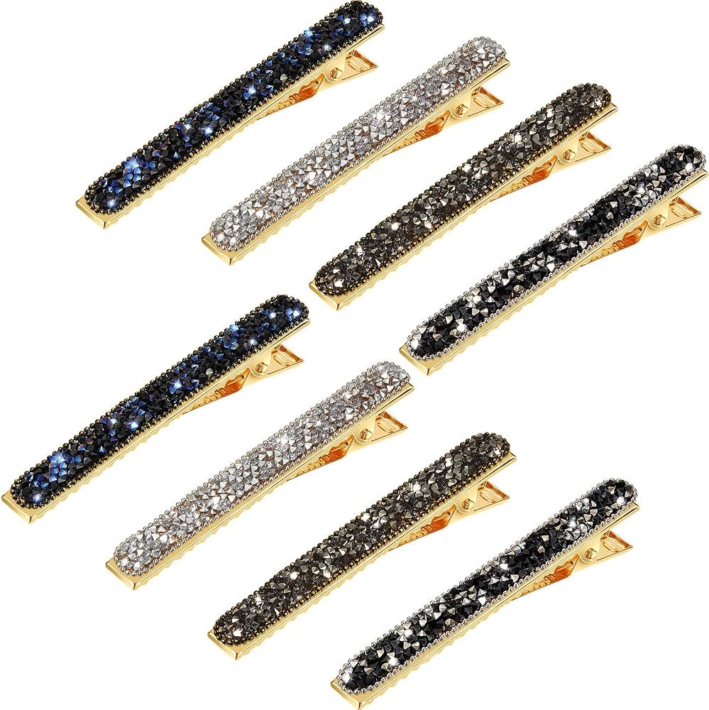 8 Pieces Rhinestone Hair Clips Crystal Alligator Clip Hair Pins Long Slim Duckbill Hair Barrettes... | Amazon (US)