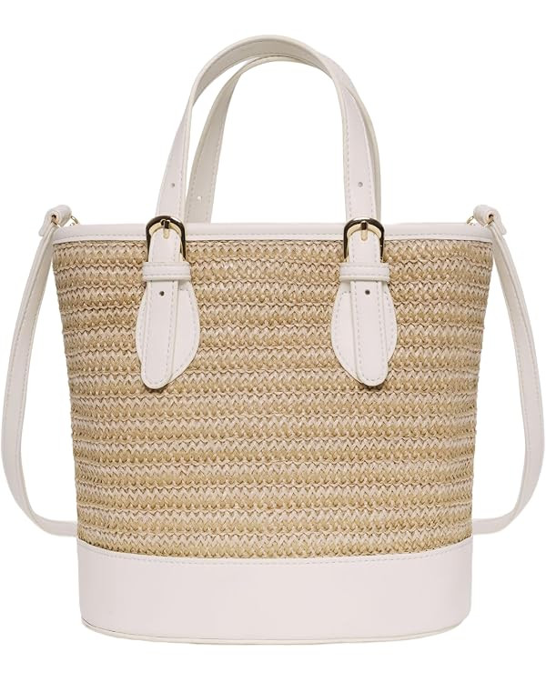 Trendy Women’s Straw Bucket Bag Straw Crossbody Bags For Women Summer Beach Clutch Travel Top-h... | Amazon (US)
