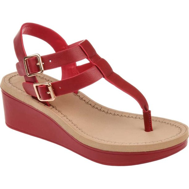 Women's Journee Collection Wedge Thong Sandals | Walmart (US)