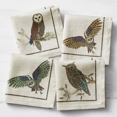 Owl Cocktail Napkins, Set of 4 | Williams-Sonoma