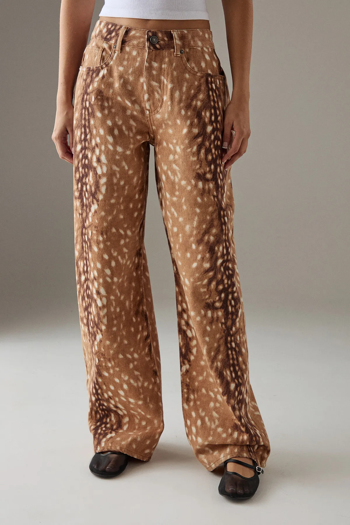 Jeans | Deer Print Straight Leg Denim Jean | Warehouse | Debenhams UK