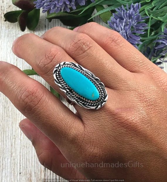 Turquoise ring, ,92.5% Silver Ring, Silver Ring, Solid Sterling Silver Ring, Natural Turquoise Ri... | Etsy (US)