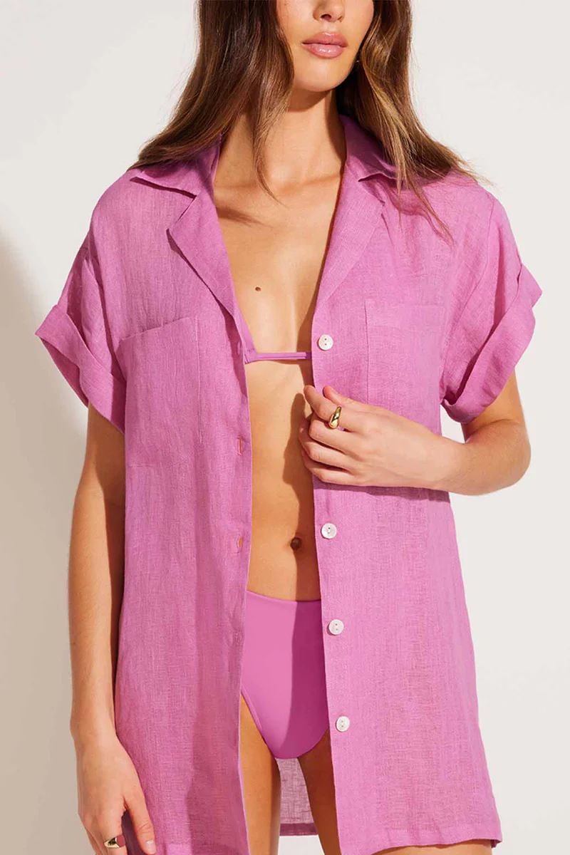 Vitamin A Playa Pocket Blouse Bubblegum Ecolinen | Vitamin A Swim