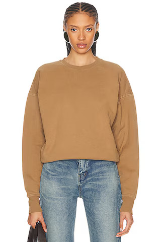 Saint Laurent Crewneck Sweatshirt in Caramel | FWRD | FWRD 
