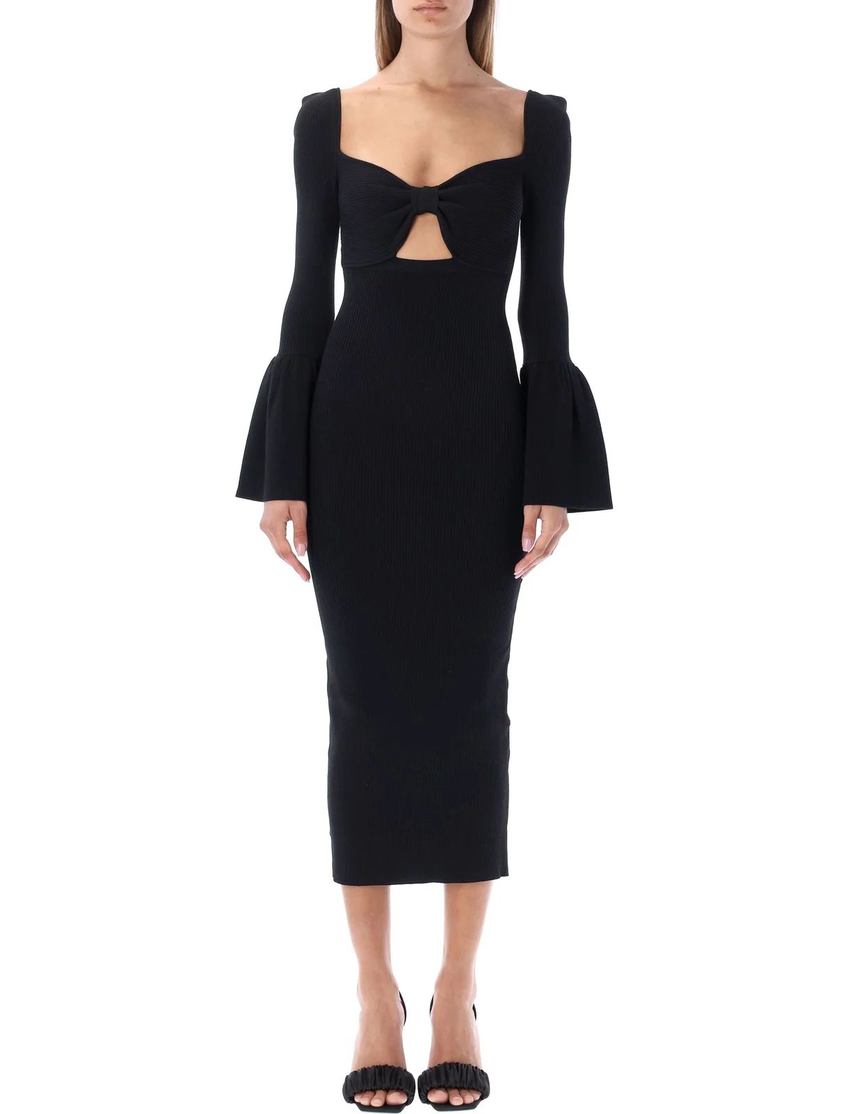 Self-Portrait Cut-Out Detailed Ribbed Knit Midi Dress | Cettire Global