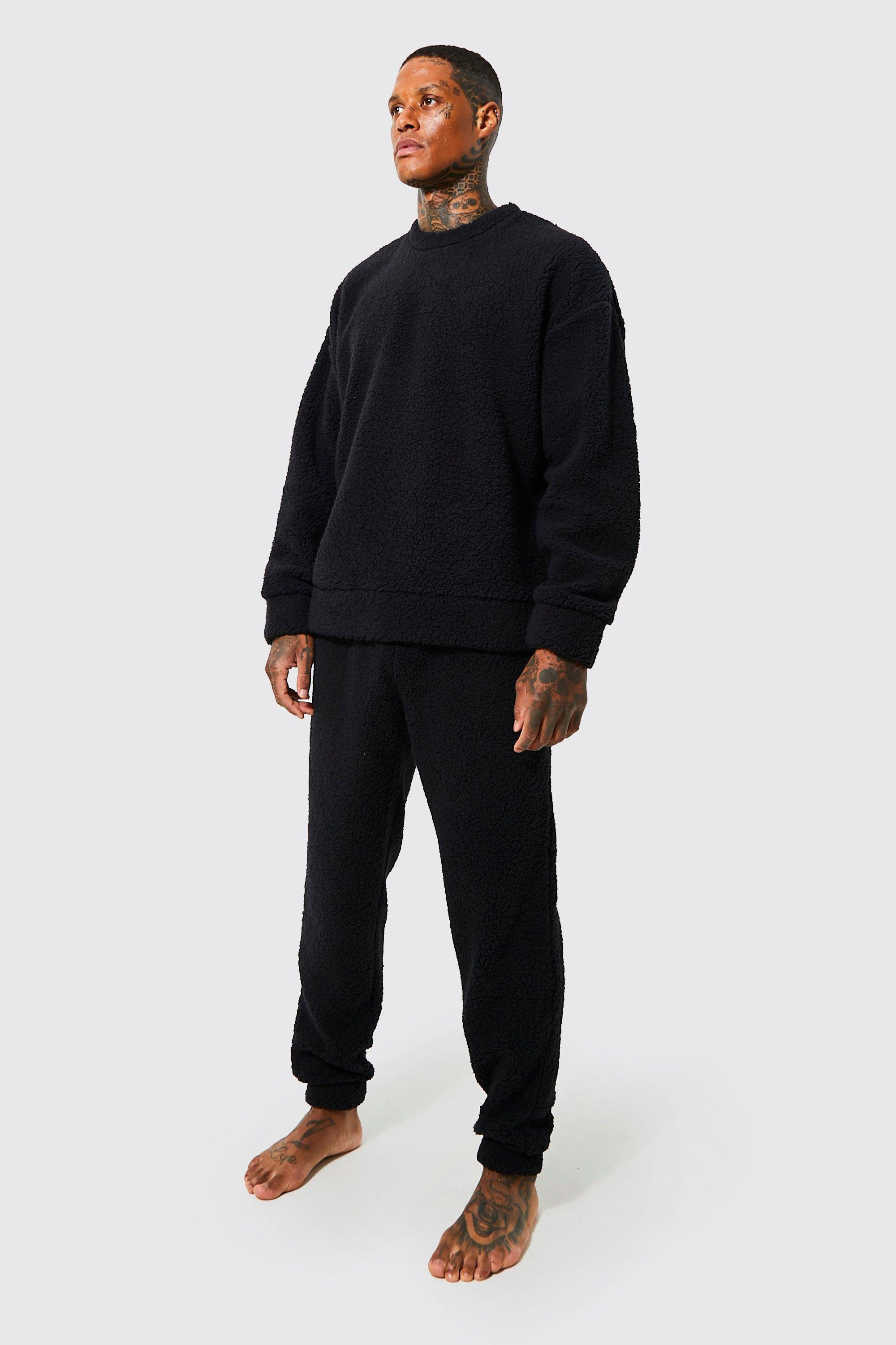 Borg Oversized Sweater And Cuffed Jogger Loungewear Set | boohooMAN (DE, IE & UK)