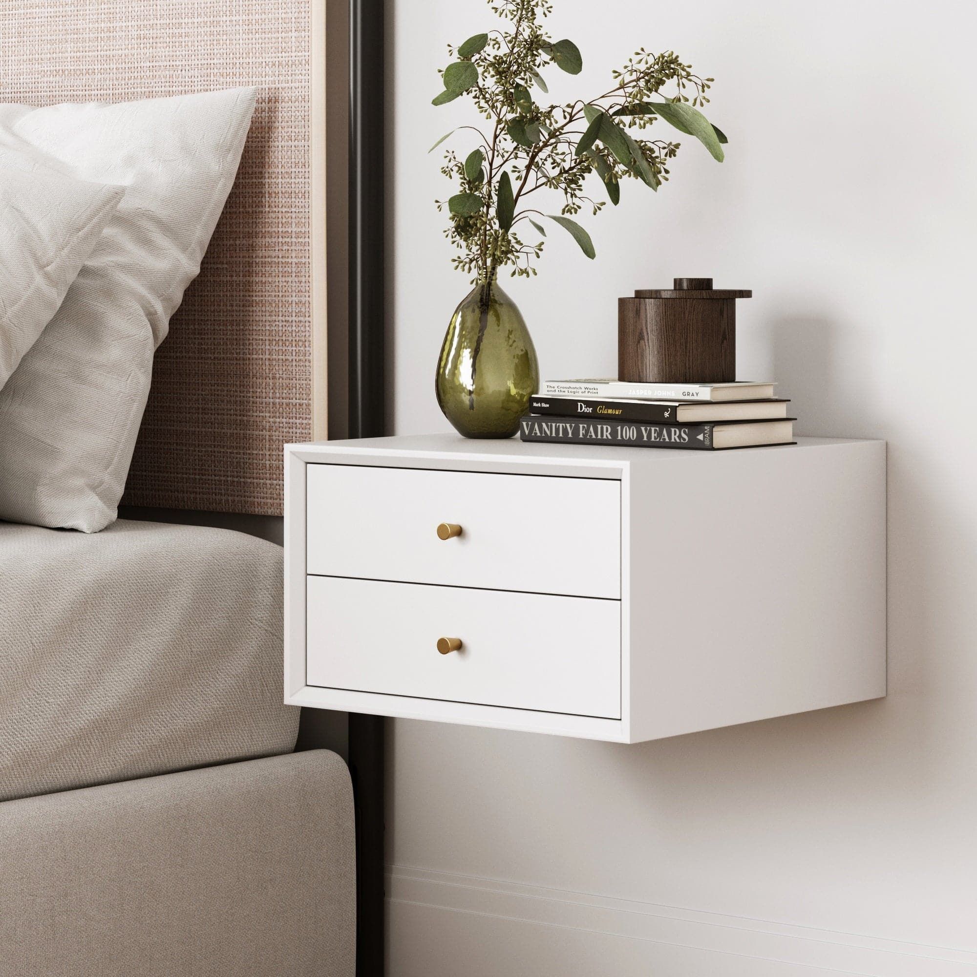 Wood Wall Mount Floating Nightstand White | Nathan James