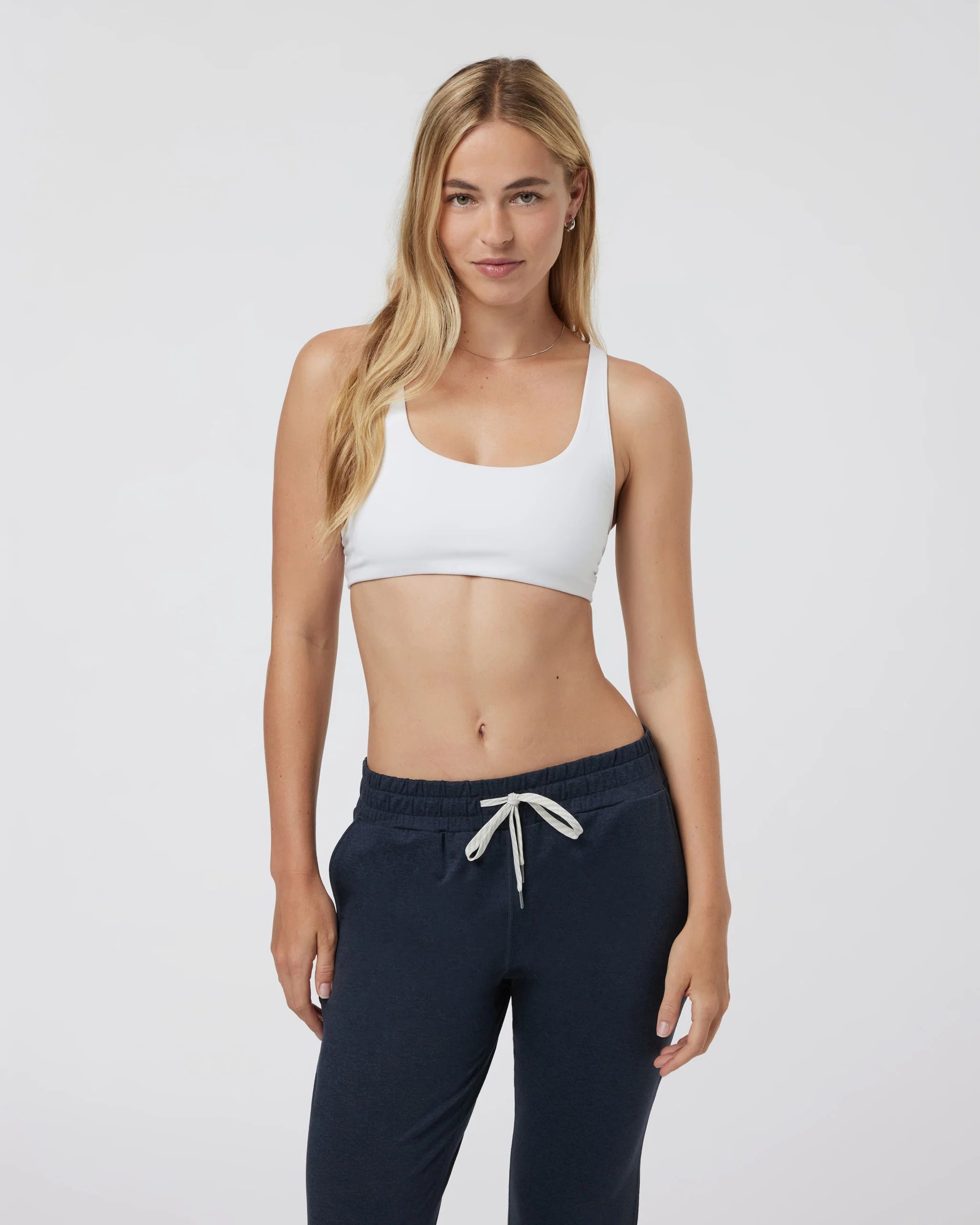 Stripe Yosemite Bra | Smoke Blue Stripe Sports Bra | Vuori | Vuori Clothing (US & Canada)