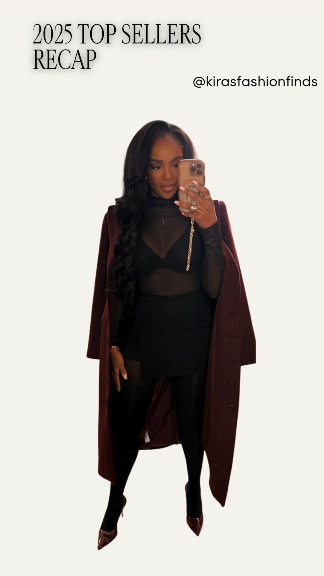 Bold layers, rich tones, and a night-out mood 🖤🍷

This look is all about contrast — sheer black textures paired with a deep burgundy coat for an elevated, confident vibe. Perfect for date night, dinner plans, or anytime you want a sleek statement outfit that feels effortlessly chic.

Shop the full look linked.