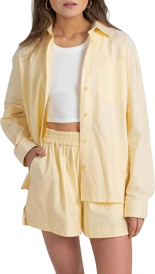 SAFRISIOR Women’s 2 Piece Casual Tracksuit Outfit Sets Stripe Long Sleeve Shirt And Loose High ... | Amazon (US)