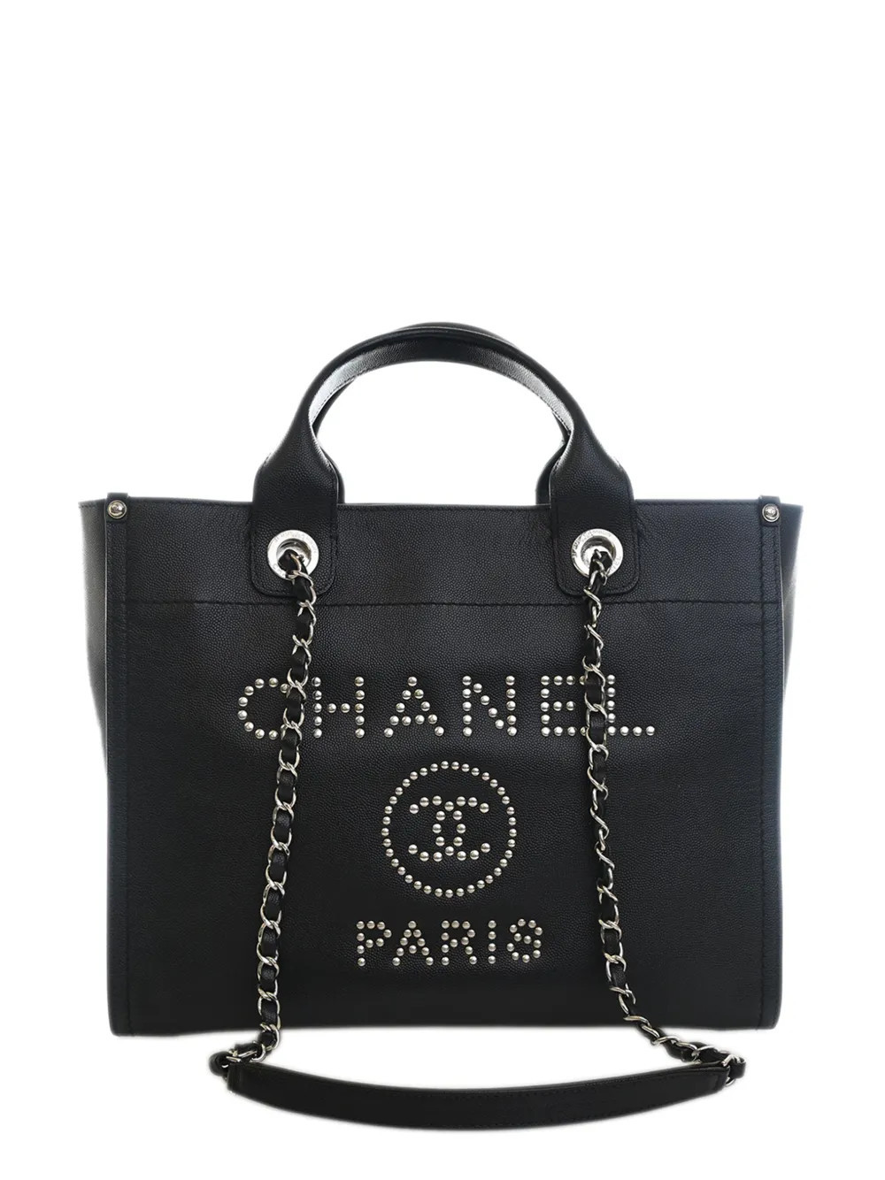 CHANEL Pre-Owned 2018 Small Caviar Studded Deauville Tote satchel - Black | Farfetch Global
