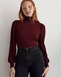 Ribbed Puff-Sleeve Turtleneck Bodysuit | Madewell