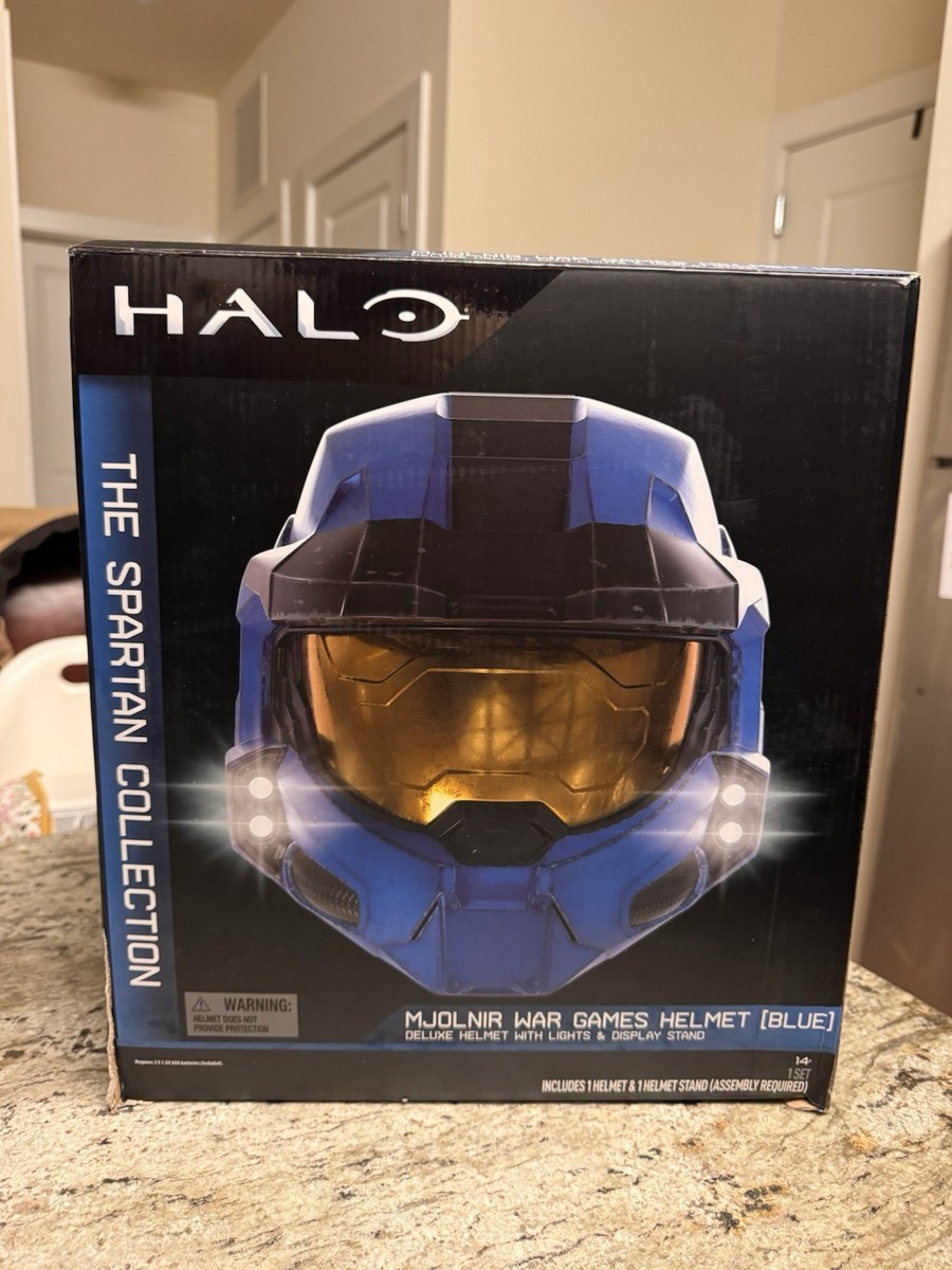 Halo MJOLNIR War Games Helmet (Blue ) with Lights Display Stand In Box (sealed) | eBay US