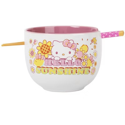 Silver Buffalo Sanrio Hello Kitty "Hello Sunshine" 20-Ounce Ramen Bowl and Chopstick Set | Target