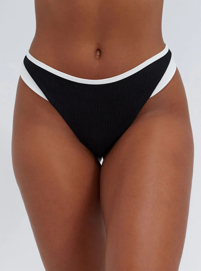 Ibiza piped high leg thong bikini bottoms - Black Mix | Boux Avenue (UK)