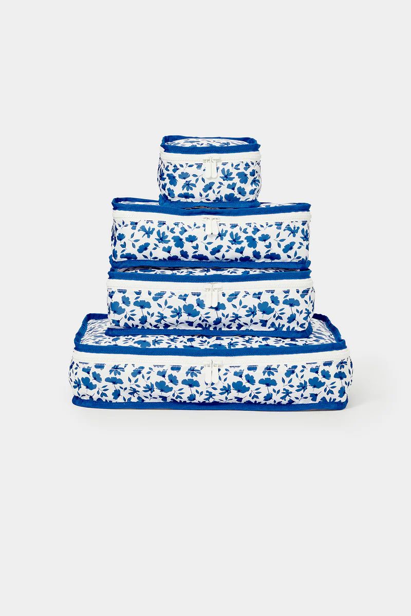 Neely & Chloe Packing Cubes (4 Sizes)-Nantucket Blue Floral | Cartolina
