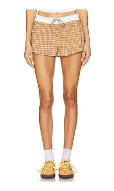 LIONESS Nirvana Short en Chocolate Check from Revolve.com | Revolve Clothing (Global)