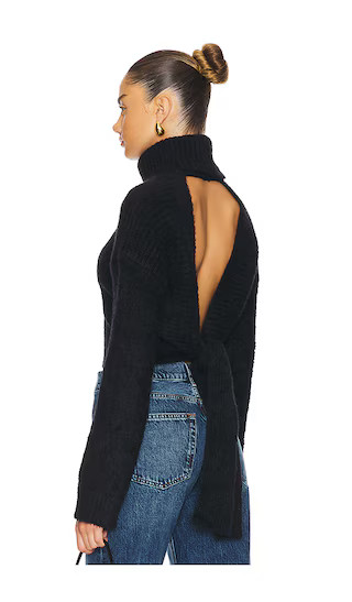 Elouise Tie Back Sweater in Black | Revolve Clothing (Global)
