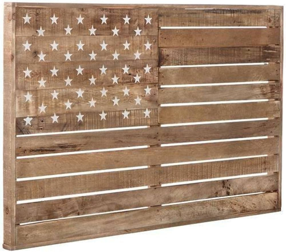 Signature Design by Ashley Jonway American Flag Design Wooden Wall Decor, 45 x 30 Inches, Brown | Amazon (US)