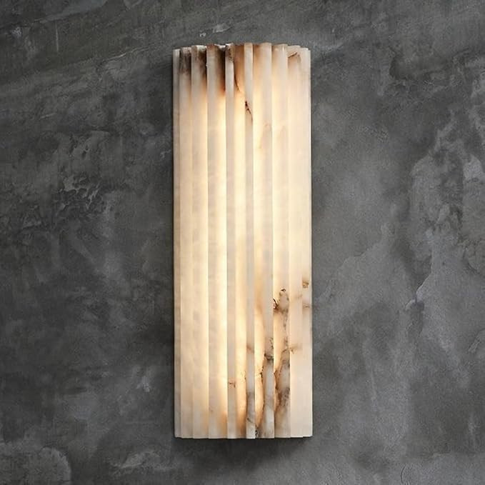 Natural Alabaster Wall Sconce Semicircle Marble Wall Light Creative Bathroom Wall Sconce Mid Cent... | Amazon (US)