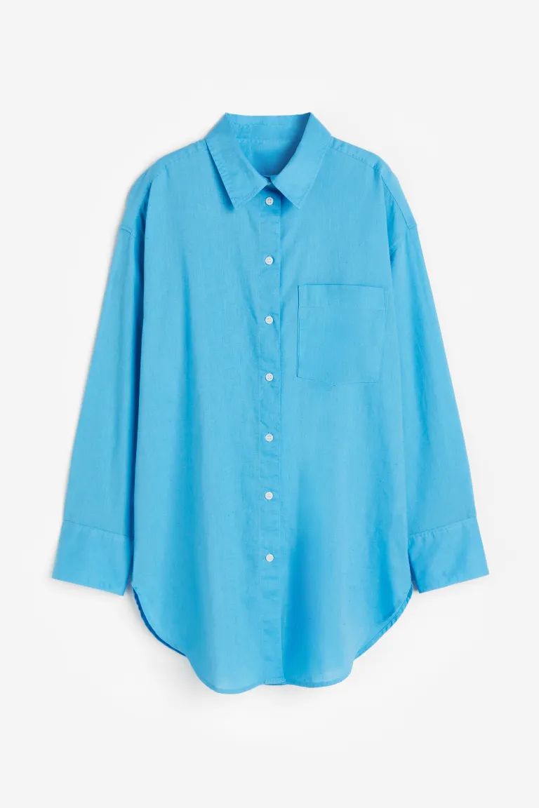 Льняная блузка-рубашка | H&M (DE, AT, CH, DK, NL, NO, FI)