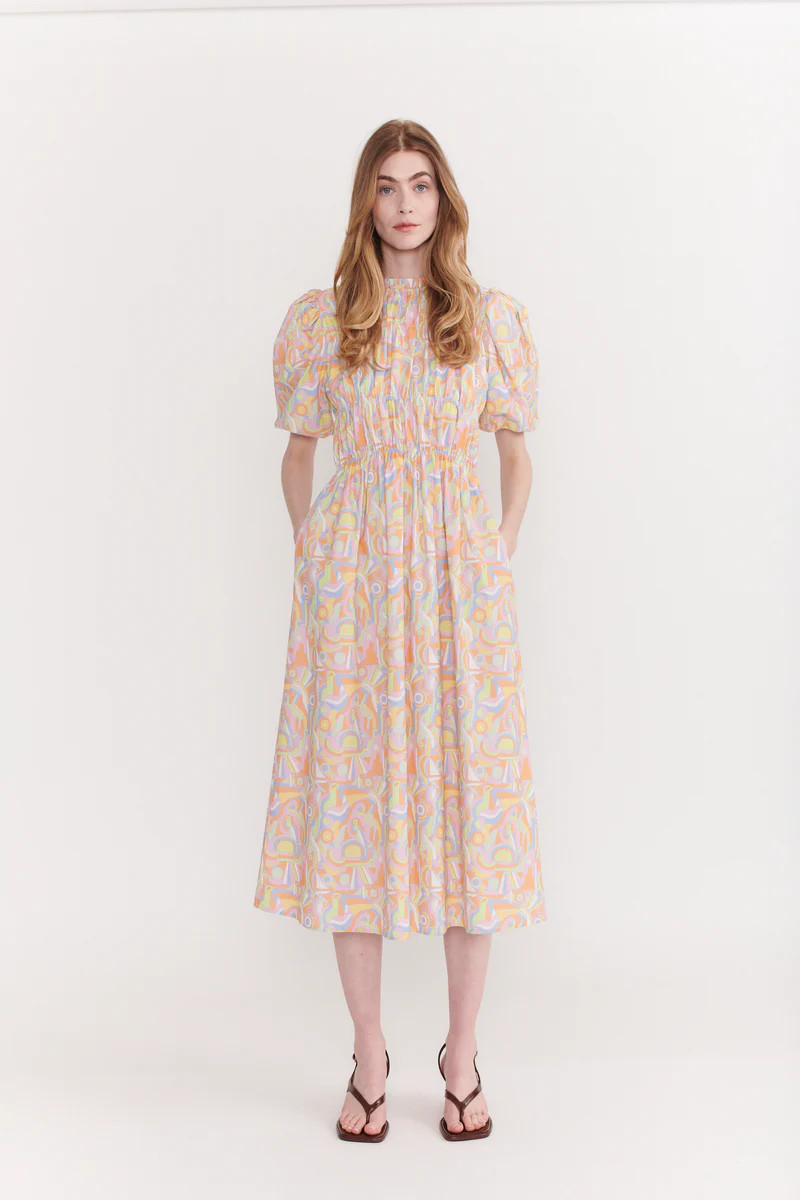 Ayla Abstract Print Midi Dress | Olivia Rubin