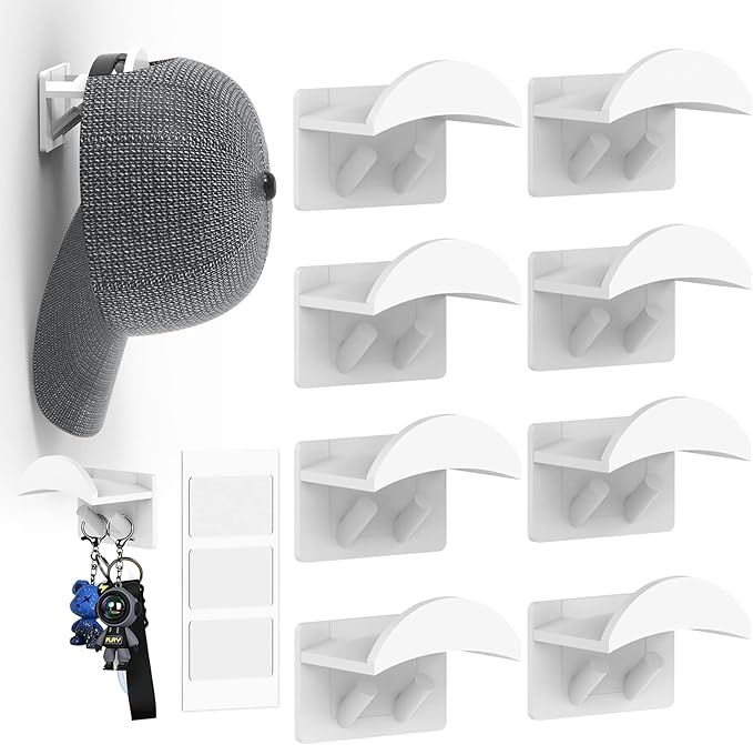 Adhesive Hat Hooks for Wall - Hat Rack for Baseball Caps，Cowboy Hat Hanger Cap Holder Organizer... | Amazon (US)