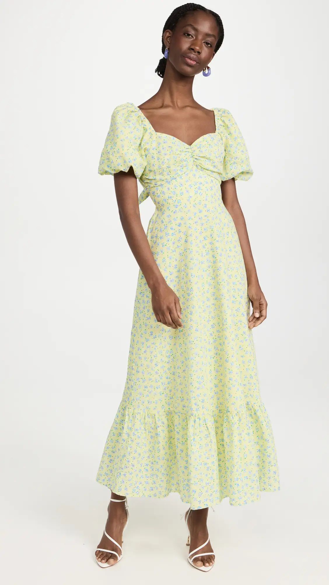 Floral Back Tiered Midi Dress | Shopbop