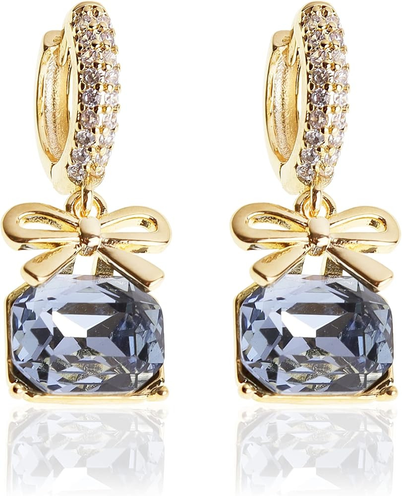 Sonateomber Gold Silver Small Hoop Dangle Earrings for Women, Trendy Dainty Rhinestone CZ Danglin... | Amazon (US)
