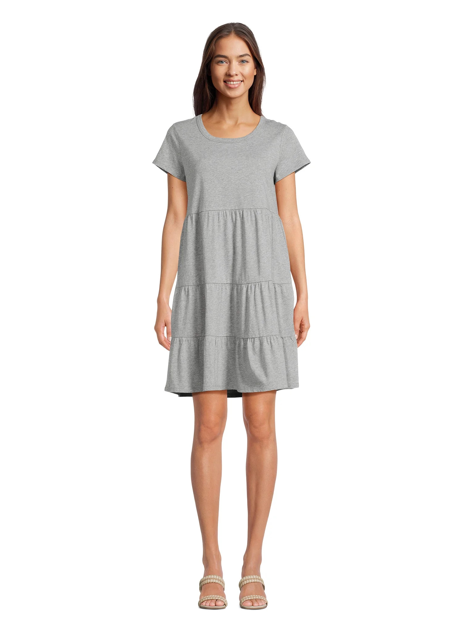 Time and Tru Women's Tiered Knit Dress | Walmart (US)