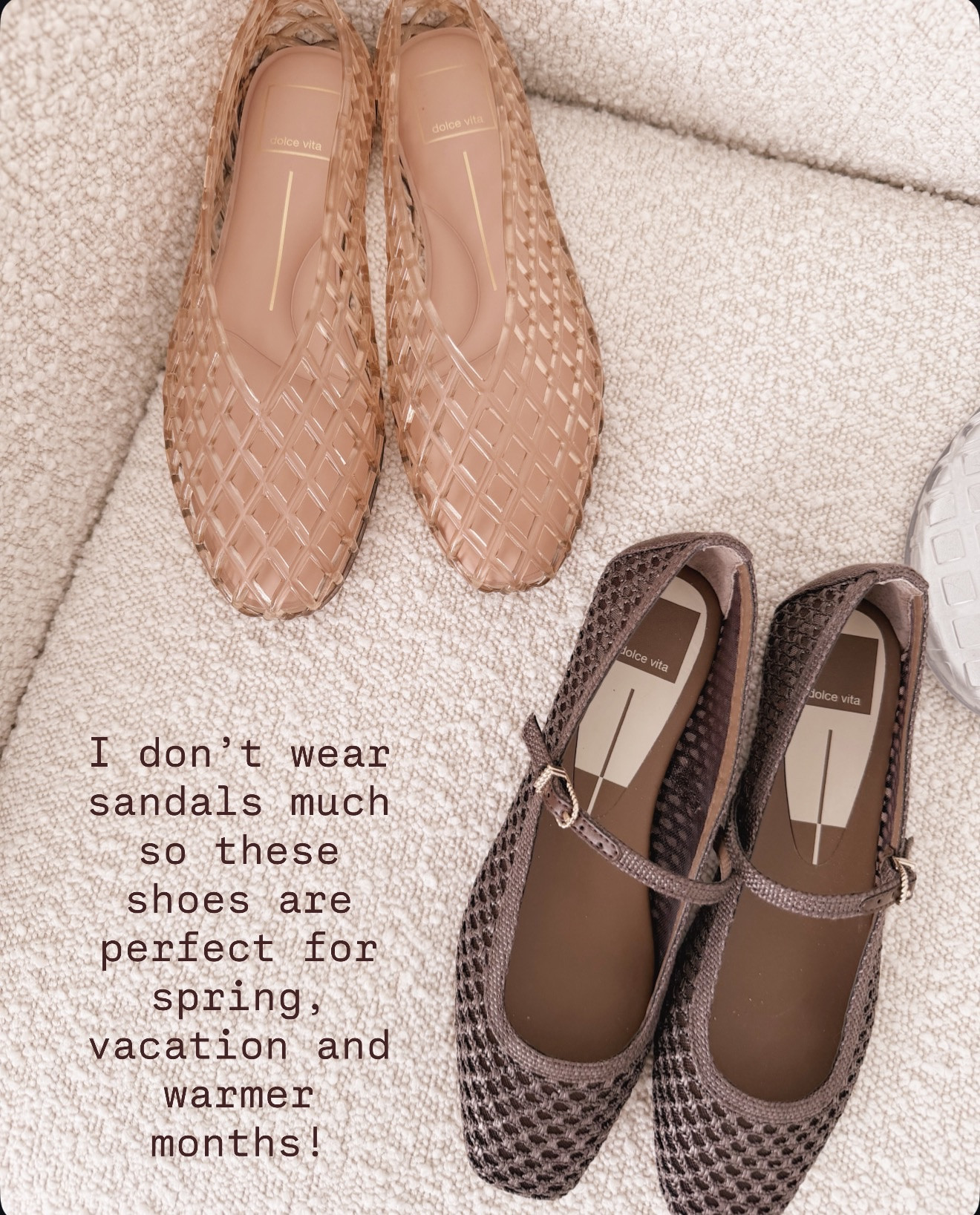 I’m not much of a sandals person, so these are my go to for spring and vacation. They feel light and breathable but still polished enough to wear with denim, linen pants, or easy dresses.

woven flats for women, spring shoes for vacation, breathable closed toe shoes, neutral summer footwear, jelly flat trend, feminine travel outfits, comfortable stylish shoes, warm weather outfit ideas

#LTKmomlife #LTKOver40 #LTKSeasonal