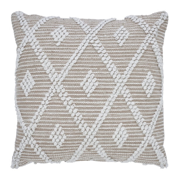 My Texas House Bailey Woven Diamond Square Outdoor Decorative Pillow, Khaki , 20" x 20" | Walmart (US)